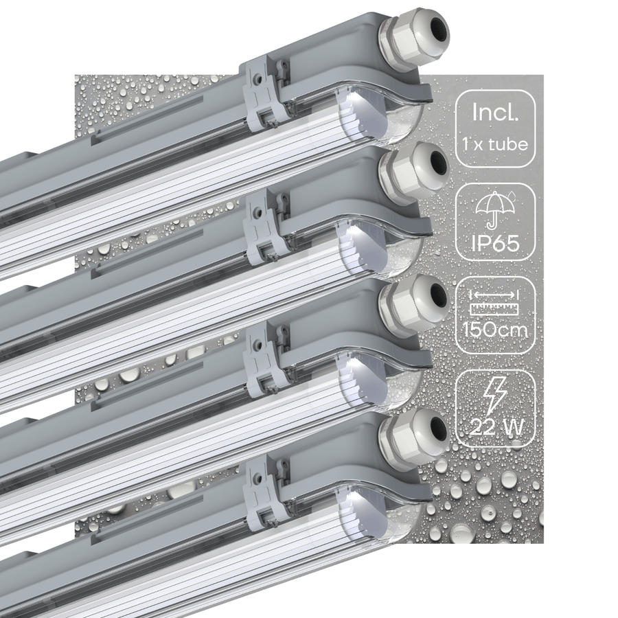 4er-Pack – LED-Leuchtstoffröhrenleuchte, 150 cm, komplett mit LED-Leuchtstoffröhre – 2880 lm - LED.de