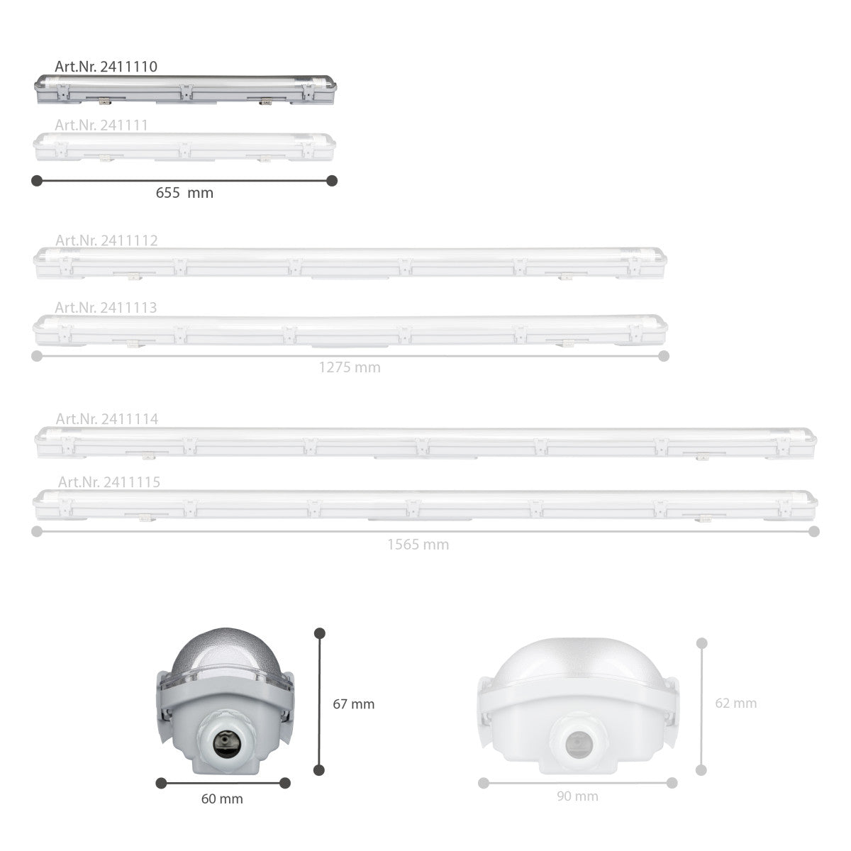 4 PACK - LED's Light LED TL armatuur 60 cm compleet met LED TL buis - 900 lm - 9W - 4000K - LED.nl