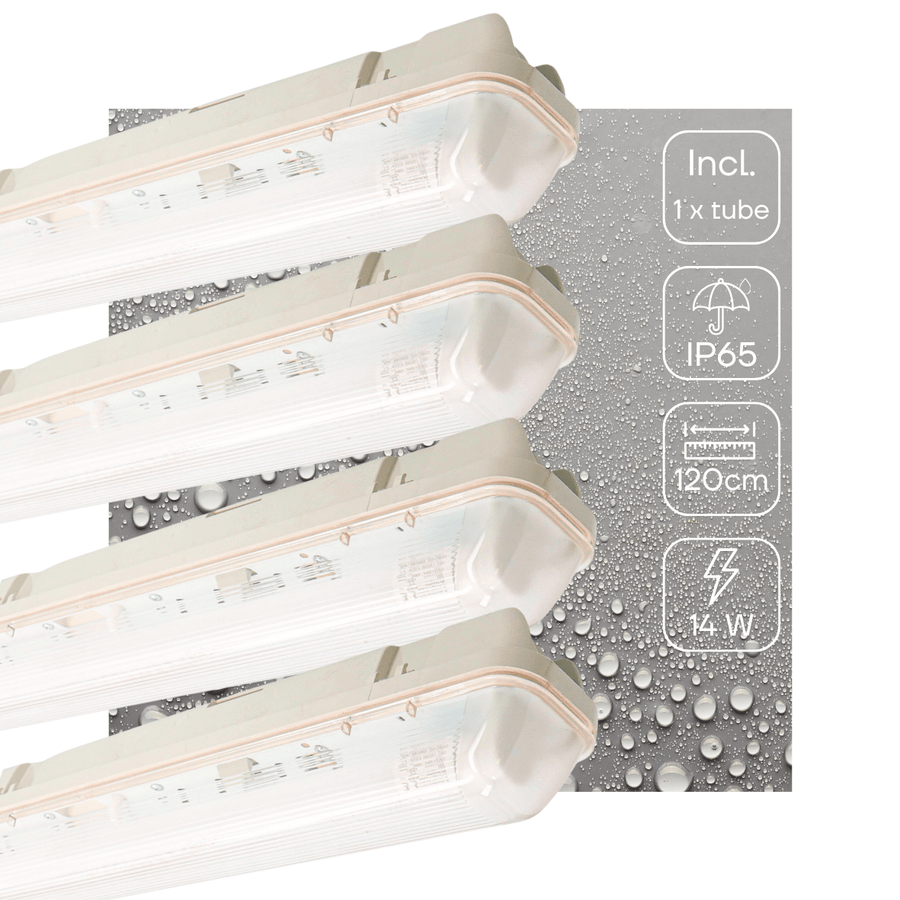 4 PACK - LED's Light LED TL armatuur met sensor 120 cm - Bewegingssensor en nachtsensor - Waterdicht - 2100 lm LED.nl