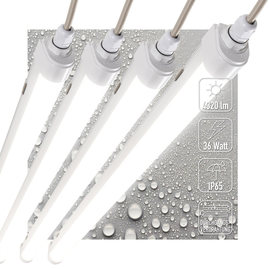 4 PACK - LED's Light LED TL lamp compleet - Koppelbaar tot 10 lampen - Waterdicht - 36W, 120cm, 4320lm 4000K - IP65 IK08 TL verlichting LED.nl