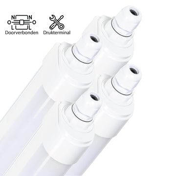 4 PACK - LED's Light LED TL lamp compleet - Koppelbaar tot 10 lampen - Waterdicht - 36W, 120cm, 4320lm 4000K - IP65 IK08 TL verlichting LED.nl