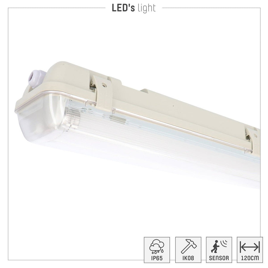 2 PACK - LED's Light LED TL Armatuur licht balk met sensor - incl Dubbele buis 2x14W 120cm 4000K Bewegingssensor en nachtsensor - Waterdicht - 150lm/w LED.nl
