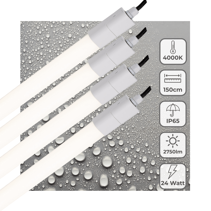 4 PACK - LED's Light LED TL verlichting compleet 150 cm - Geschikt voor buiten en binnen - 2750 lm TL verlichting LED.nl