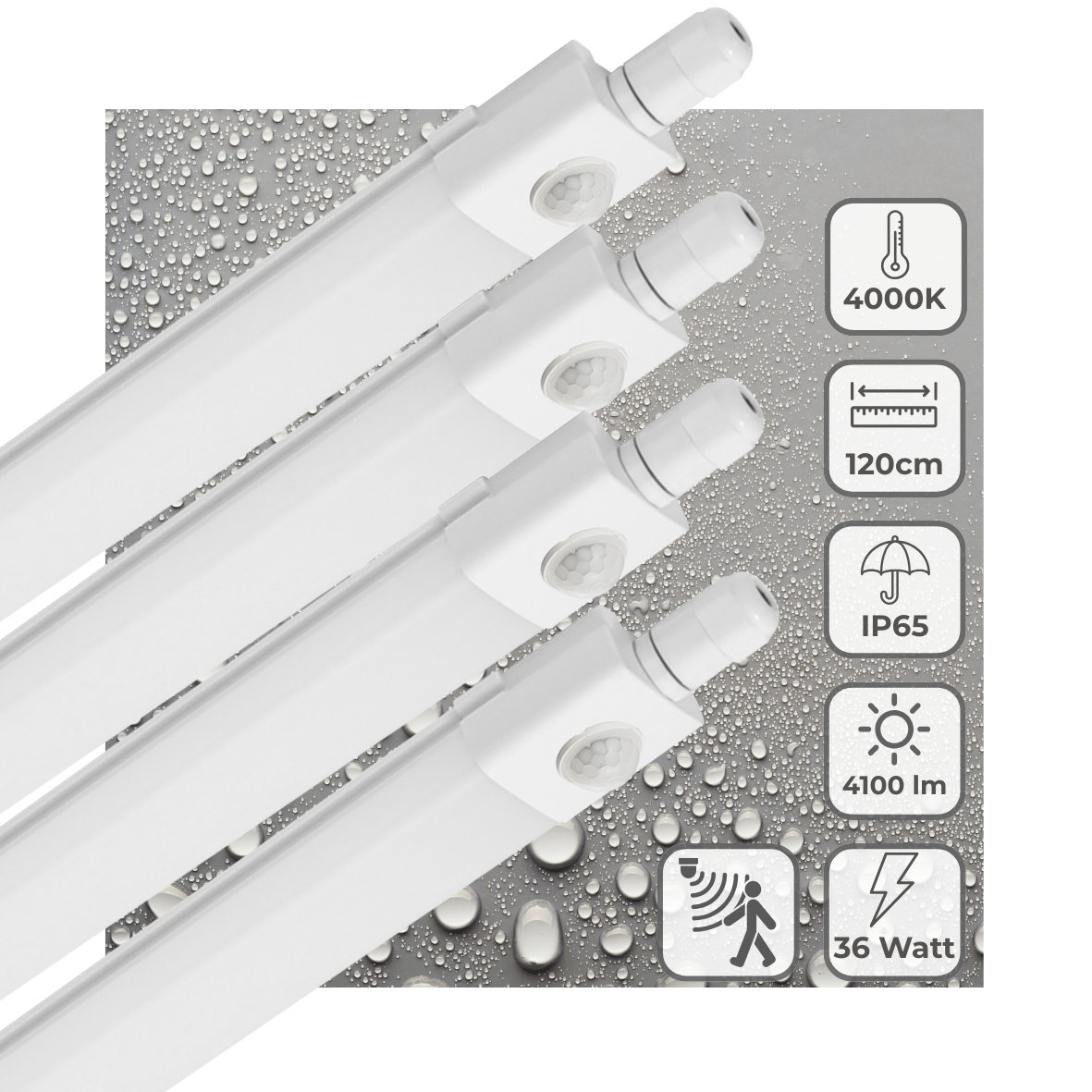 4 PACK - LED's Light LED TL verlichting met sensor 120 cm - Bewegingssensor en bewegingsdetectie - 4100 lm - LED.nl