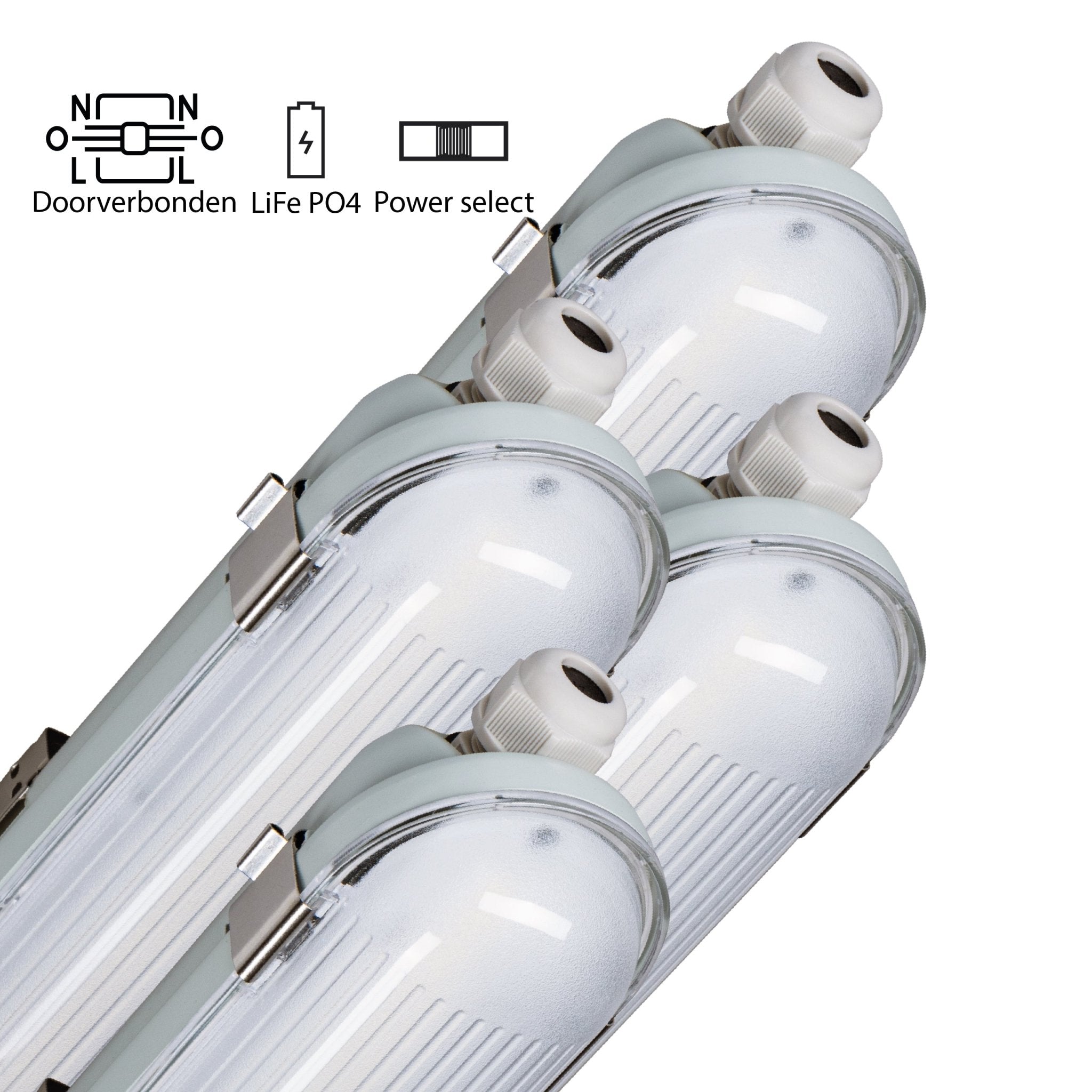 4 PACK - LED's Light PRO Philipps LED TL armatuur 150 cm - Met noodaccu - 185lm/w - Energielabel B - 47W 7200lm 4000K LED.nl