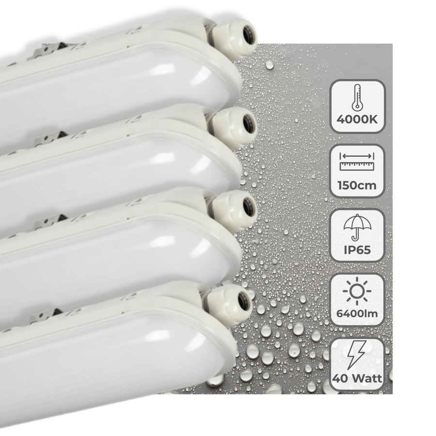 4 PACK - LED's Light Pro Premium Koppelbaar LED TL armatuur 40W 150cm 6400lm 4000K 160lm/w TL verlichting LED.nl