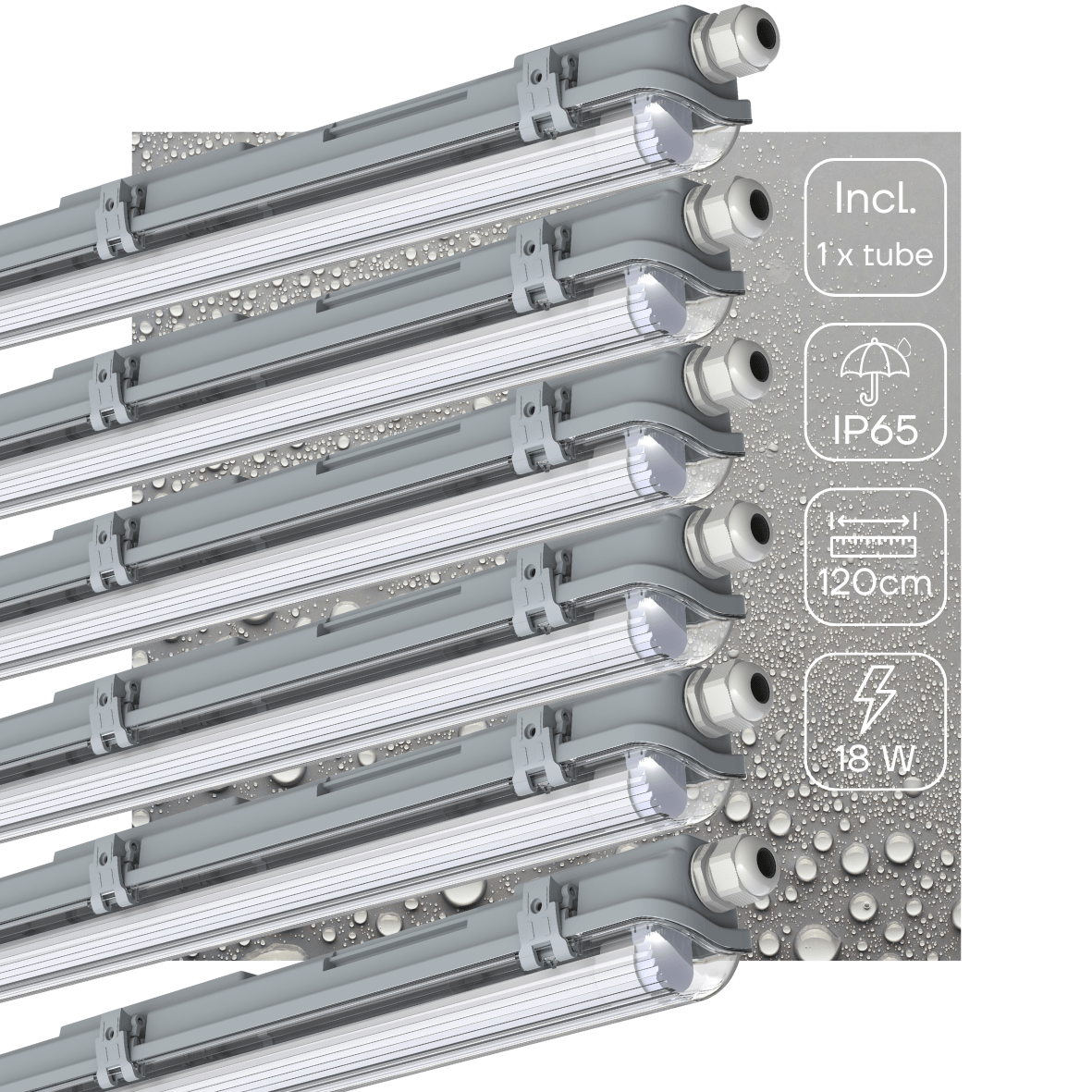 6 PACK - LED's Light LED TL armatuur met lamp 120 cm - Koud wit licht 6500 K - Waterdicht - Complete set - LED.nl