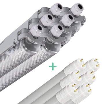 6er-Pack – LED-Leuchte, TL-Leuchte mit Lampe, 120 cm, kaltweißes Licht 6500 K, wasserdicht, Komplettset - LED.de