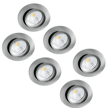6 PACK - LED's Light Pro LED Inbouwspot Nikkel - DimToWarm - Ø 68mm - Kantelbaar - Warm wit licht - CRI95 Inbouwspots LED.nl