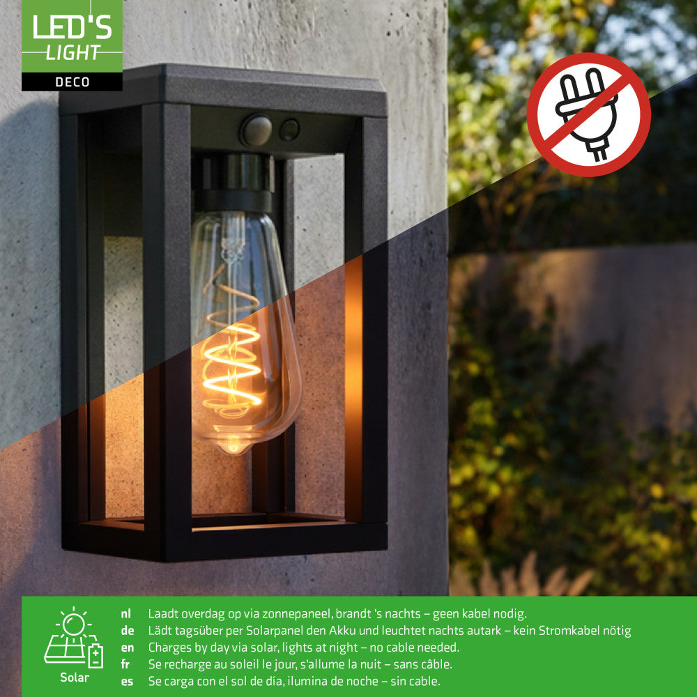 Solar buitenlamp - 150lm 2700K - Zwart - IP44 - Sensor LED.nl