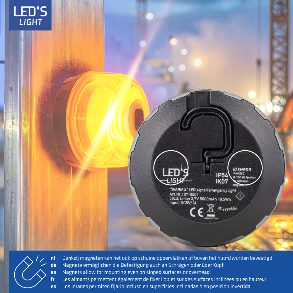 WARN-X LED signaal-noodverlichting -5000mAh - IP54 - Amber LED.nl