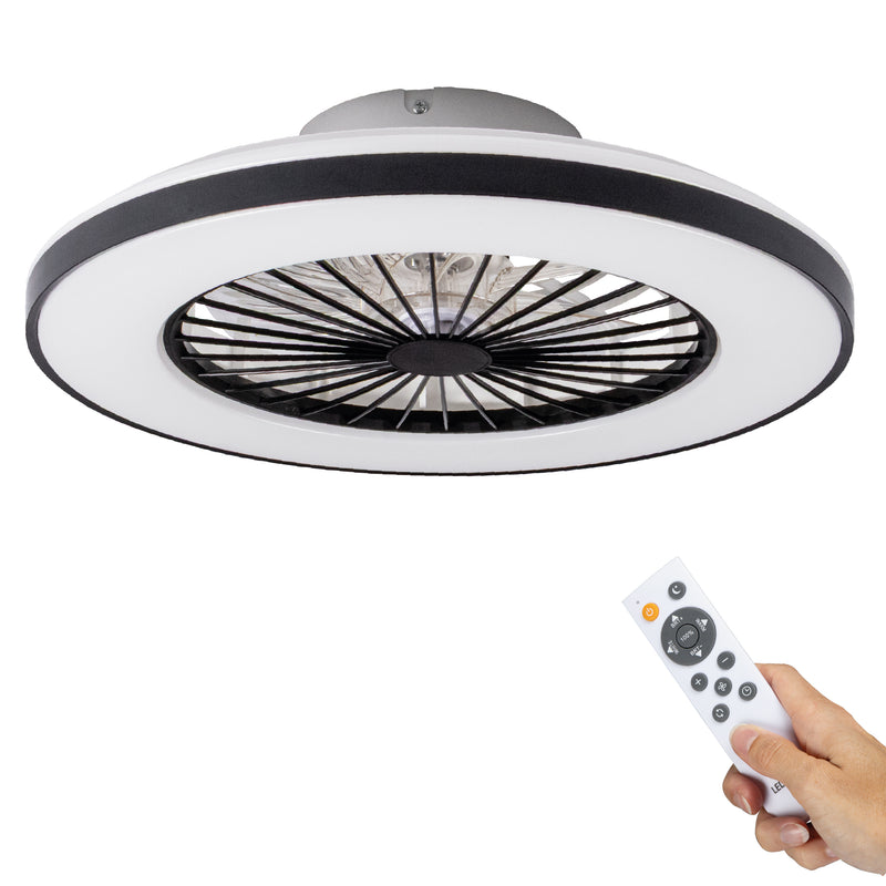 LED's Light Deckenventilator mit Beleuchtung 48 cm - Lüftungsgeschwindigkeit und Bedienung mit Fernbedienung - Schwarz
