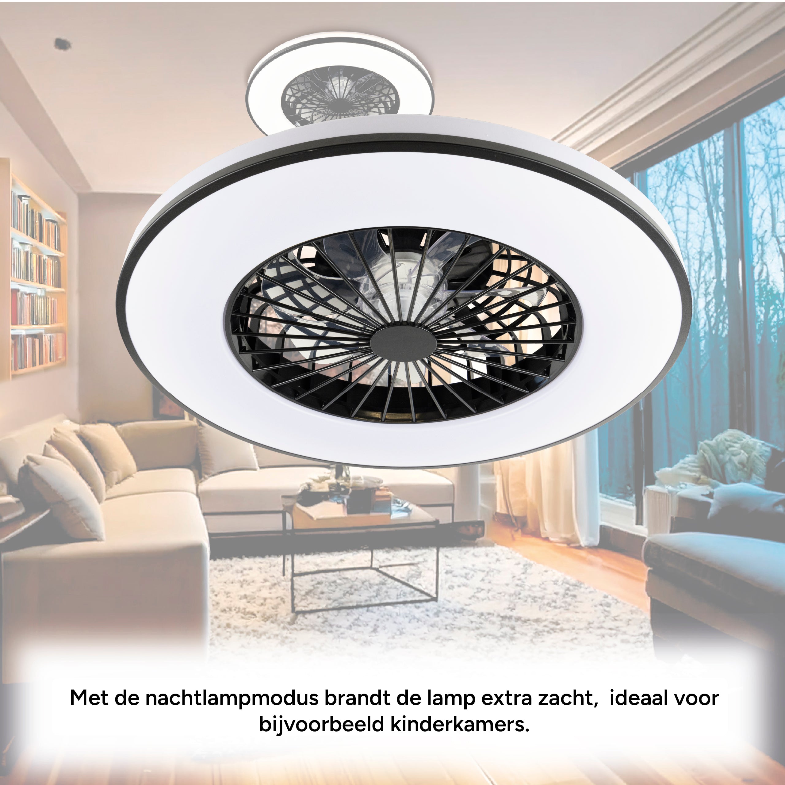 LED's Light Plafondventilator met verlichting zwart - 48,5 cm Plafondventilatoren LED.nl