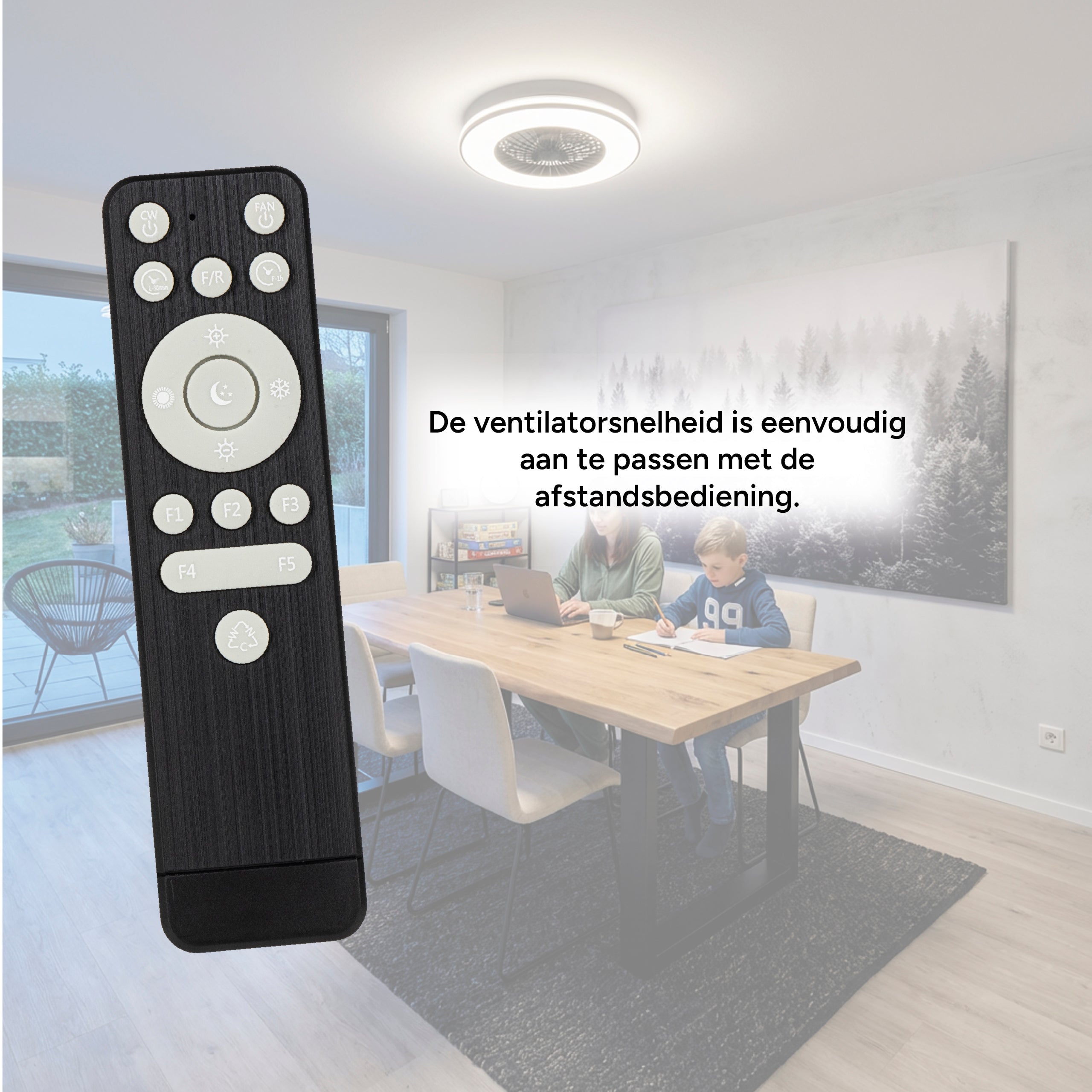 LED's Light Plafondventilator met verlichting zwart - 48,5 cm Plafondventilatoren LED.nl