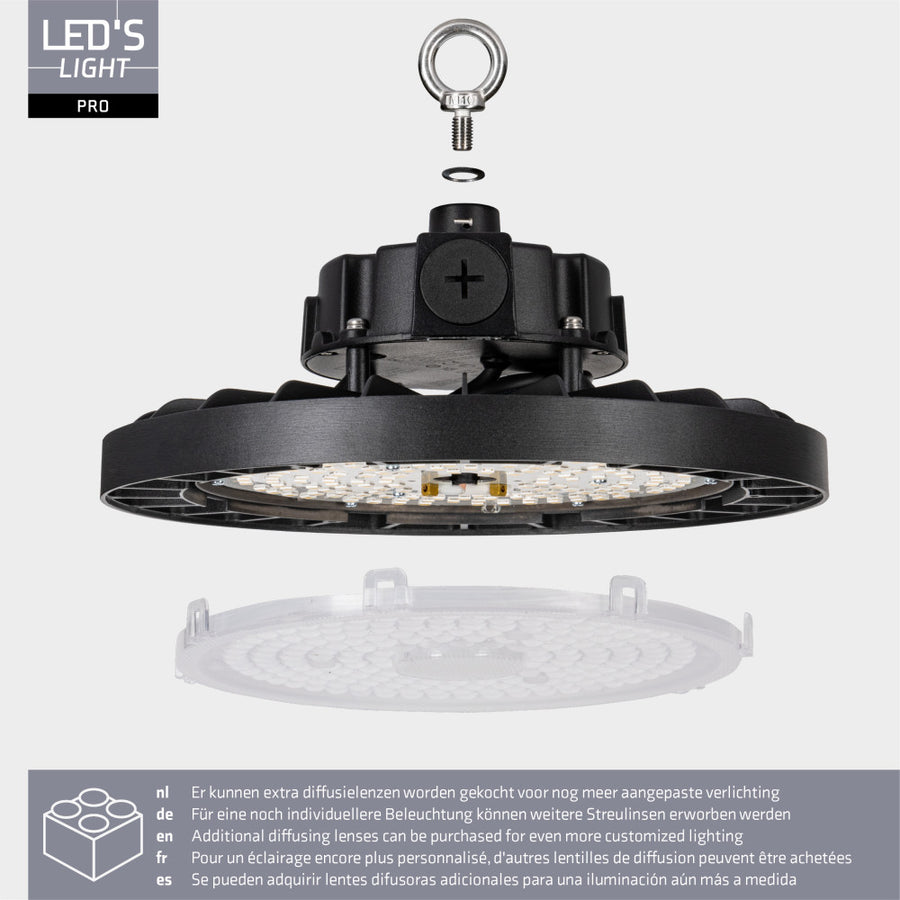 High Bay - 150W 27750lm 4000K - MOSO Driver - IP65 IK10 - Dimbaar High bays LED.nl