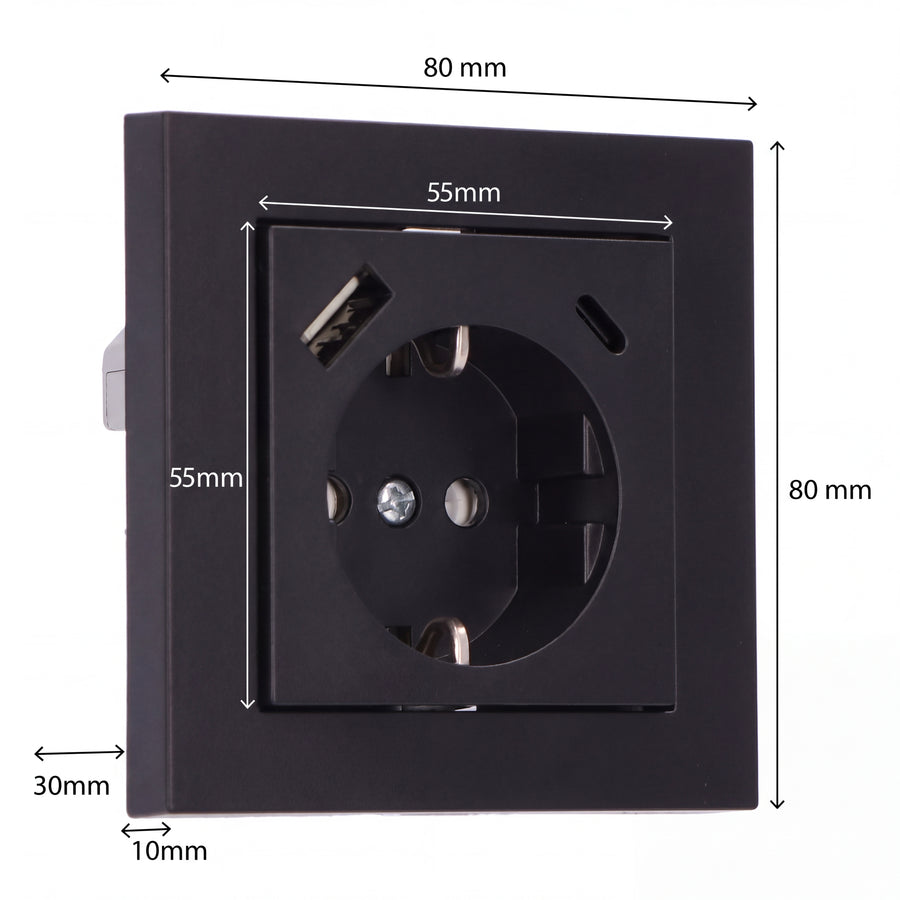 ProCharge Wall Socket with USB-C and USB Fast Chargers - Universal - White - RAL9010 