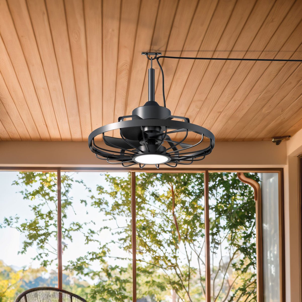 All - weather plafondlamp met ventilator – Ideaal voor veranda en buiten/binnen ruimtes - LED.nl