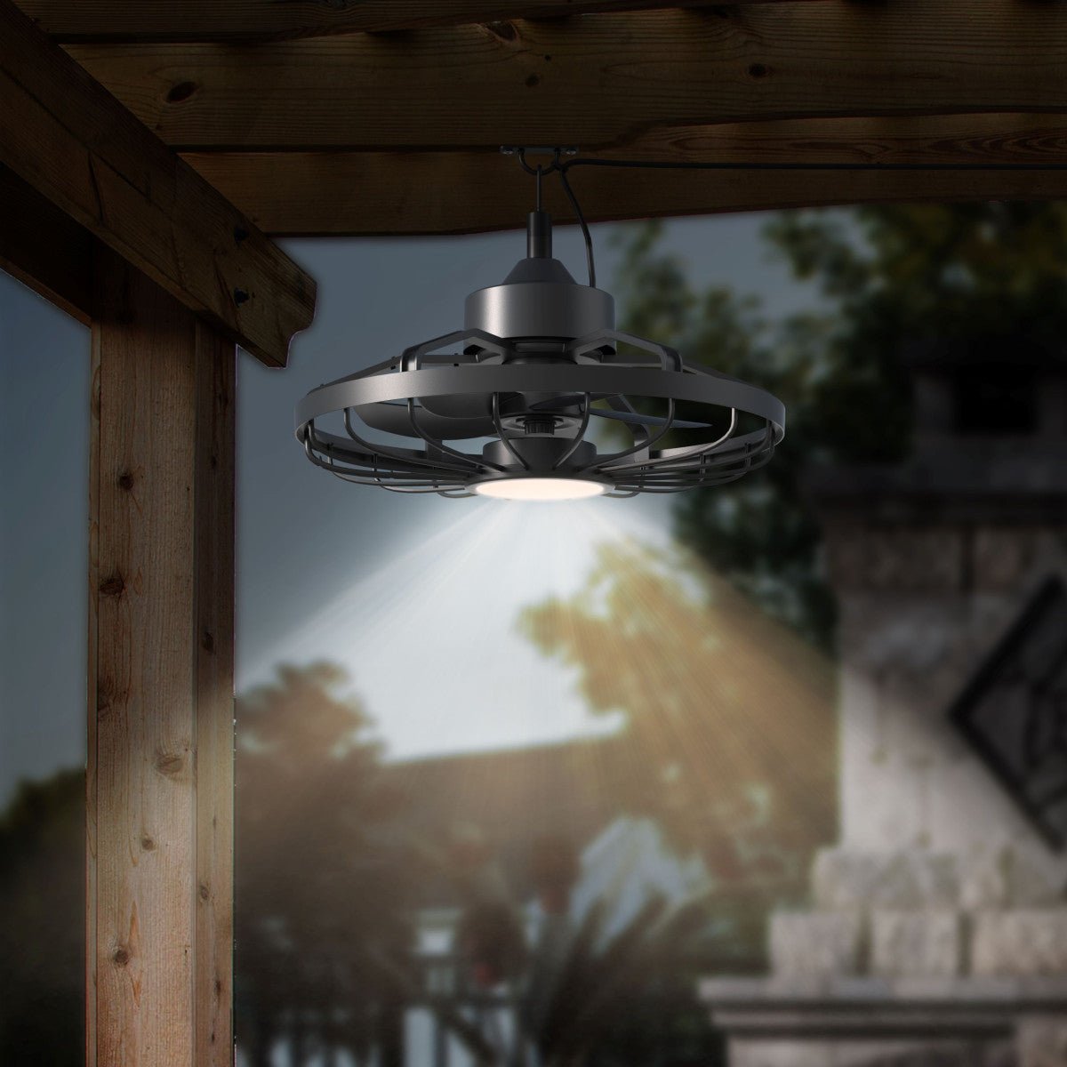 All - weather plafondlamp met ventilator – Ideaal voor veranda en buiten/binnen ruimtes - LED.nl