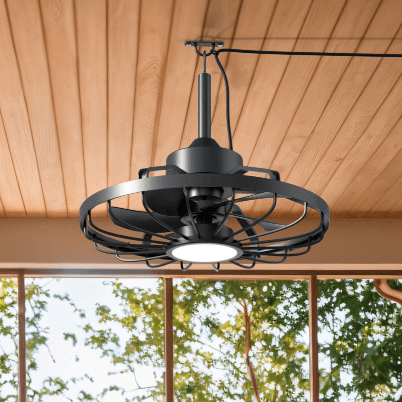All-weather ceiling lamp with fan – Ideal for veranda and outdoor/indoor spaces - LED.nl