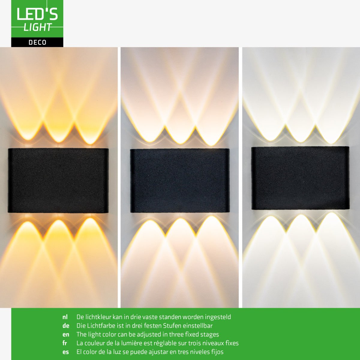 Buitenlamp met Lichtbron - Wandarmatuur - 450lm 2000K/2700K/4000K - Zwart - IP65 LED.nl