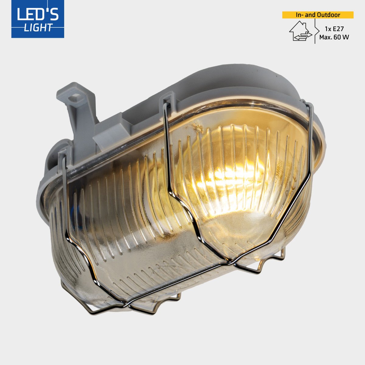 Buitenlamp Wandarmatuur Bulkhead IP44 – Grijs – Zonder Lichtbron – E27 - LED.nl
