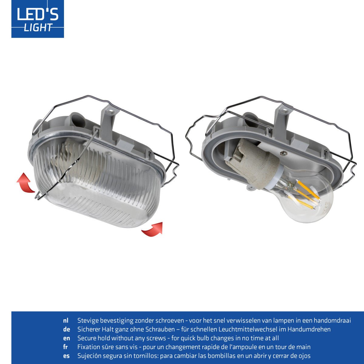 Buitenlamp Wandarmatuur Bulkhead IP44 – Grijs – Zonder Lichtbron – E27 - LED.nl