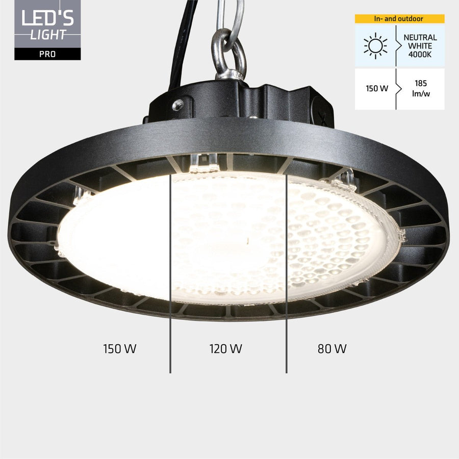 LED's Light pro High Bay - 150W - 1-10V Dimbaar - Power select - Energieklasse A - 27750lm 4000K - Sosen Driver - IP65 - IK10 - Klasse 1 High bays LED.nl