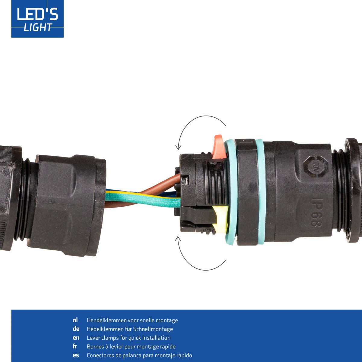 Kabelverbinder I connector - Voor kabels van 5 tot 10 mm - voor buiten en binnen - Zwart Kabelverbinders LED.nl