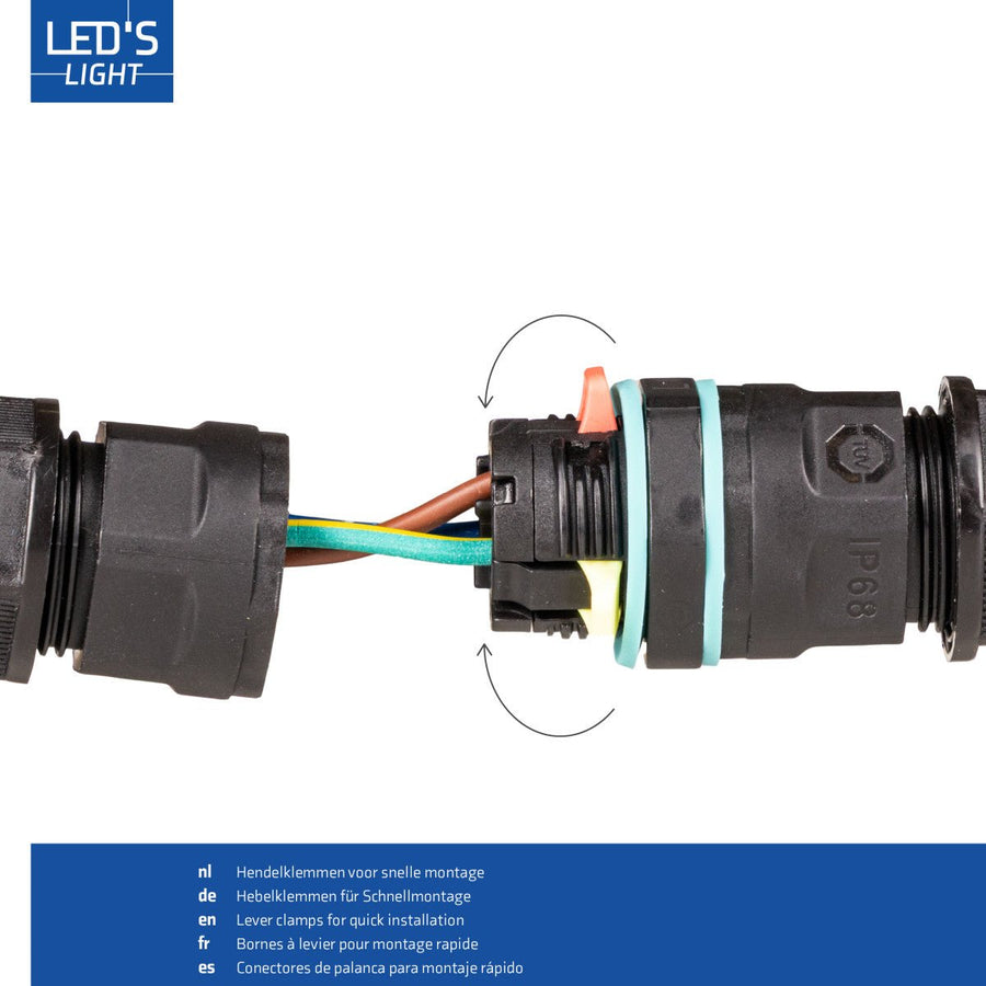 Kabelverbinder I connector - Voor kabels van 5 tot 10 mm - voor buiten en binnen - Zwart Kabelverbinders LED.nl