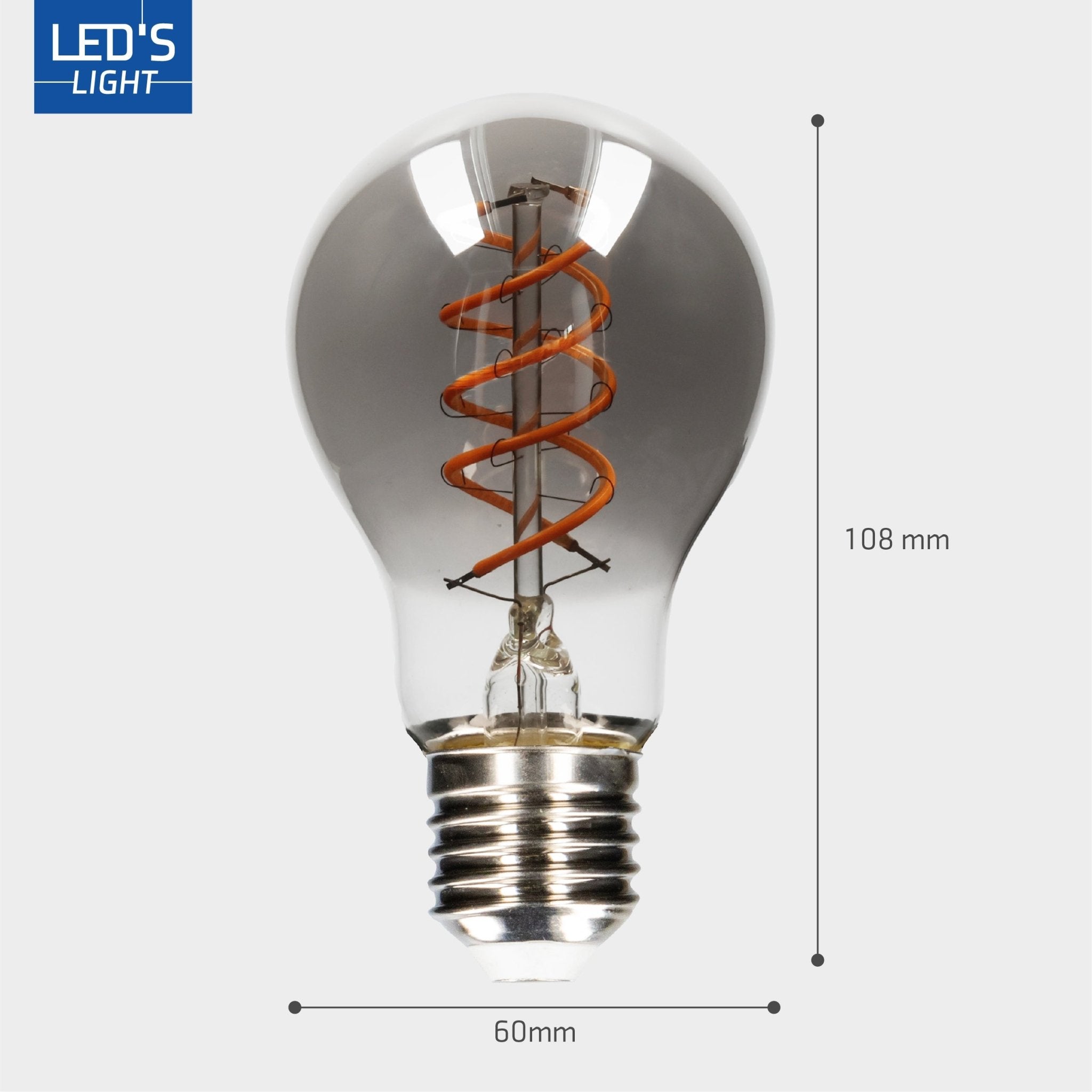 LED Filamentlamp A60 met Rookglas - E27 fitting - 4,5W - 120 Lumen - Extra warm wit (1800K) - Dimbaar - LED.nl