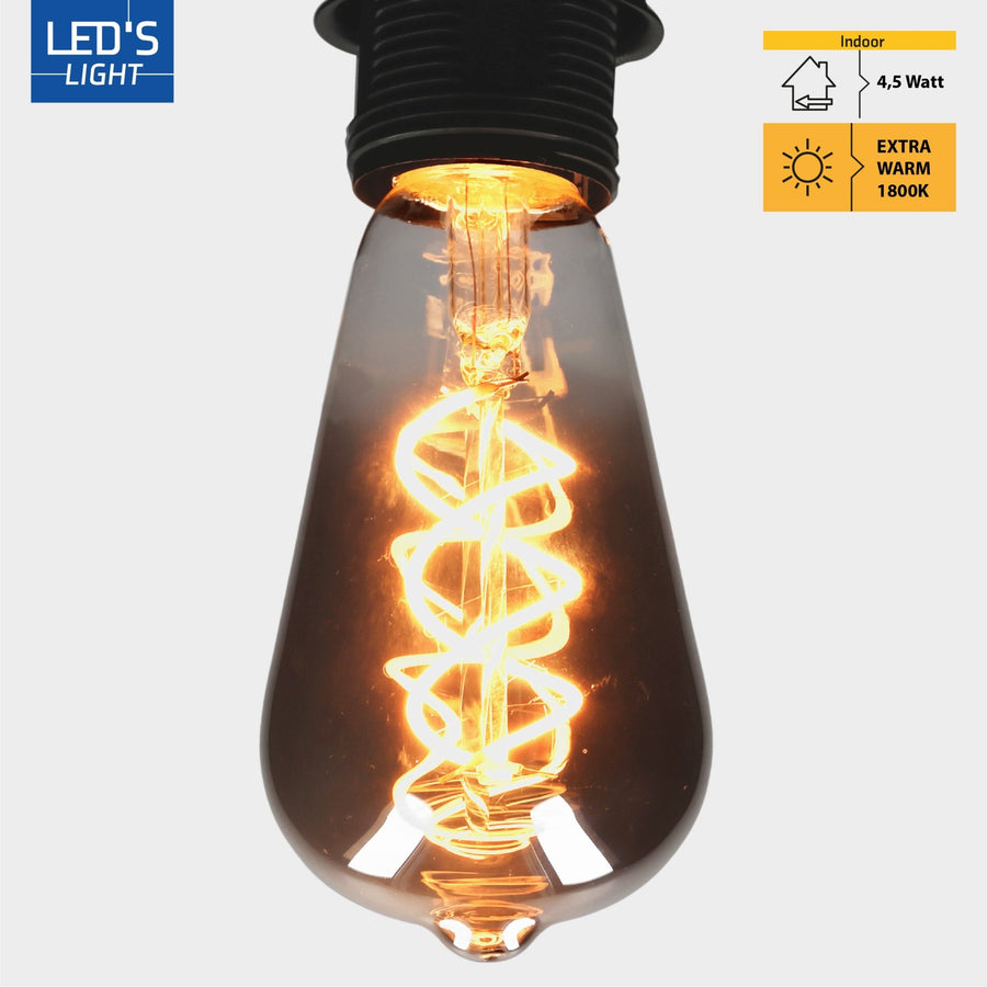LED Lampe smokey E27 - Nostalgisches Retro - Dimmbares warmweißes Licht - Edison ST64 - LED.de