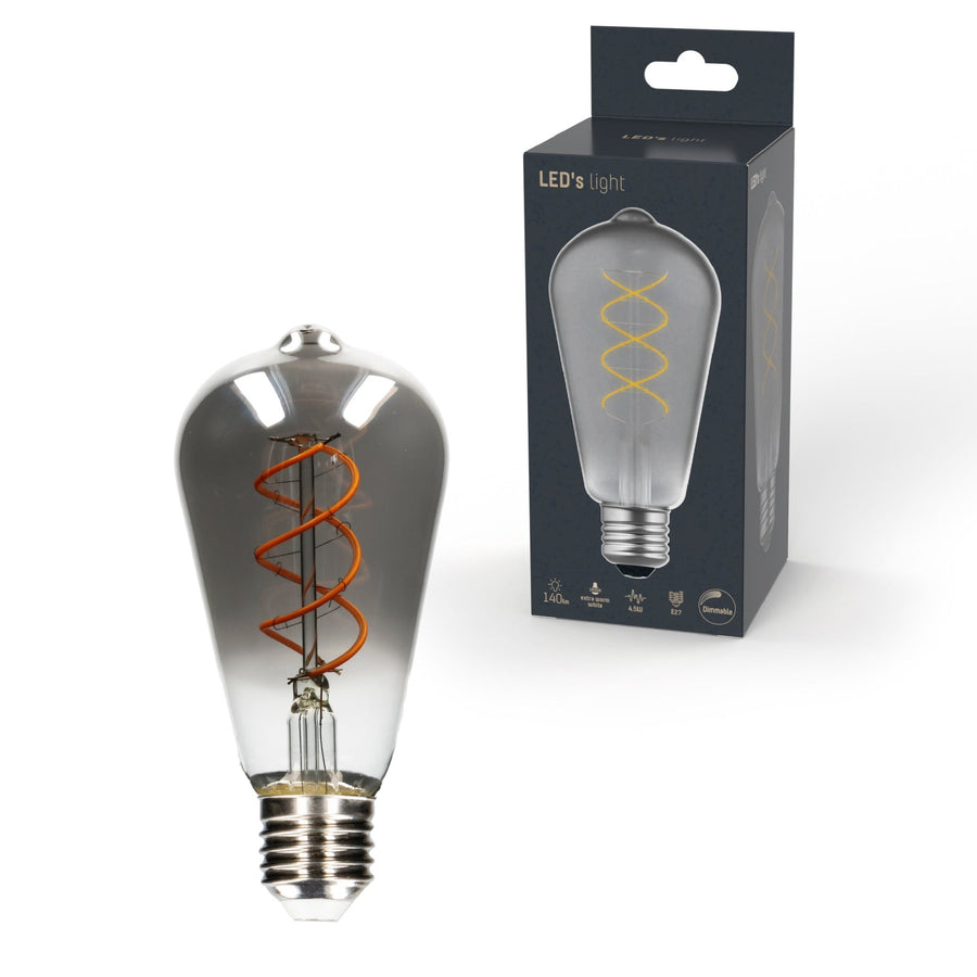 LED Lampe smokey E27 - Nostalgisches Retro - Dimmbares warmweißes Licht - Edison ST64 - LED.de
