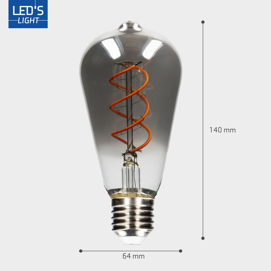 LED Lampe smokey E27 - Nostalgisches Retro - Dimmbares warmweißes Licht - Edison ST64 - LED.de