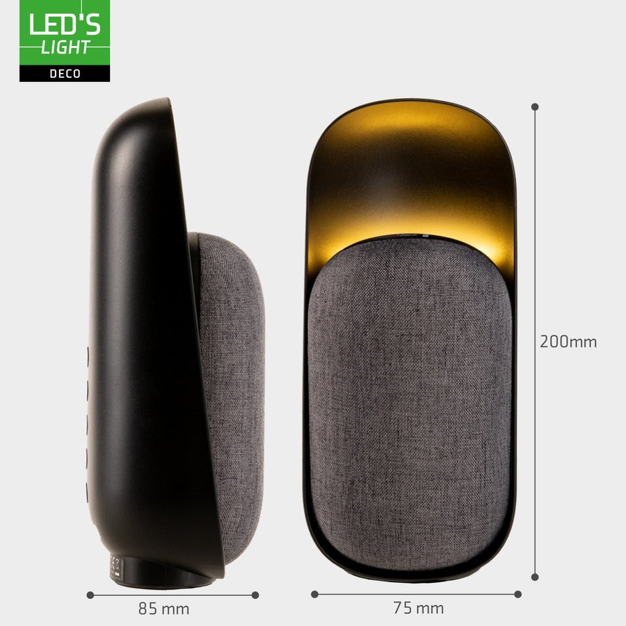 LED-Nachtlicht mit Bluetooth-Lautsprecher – Wiederaufladbar – 1200 mAh – IP20 – Schwarz - LED.de