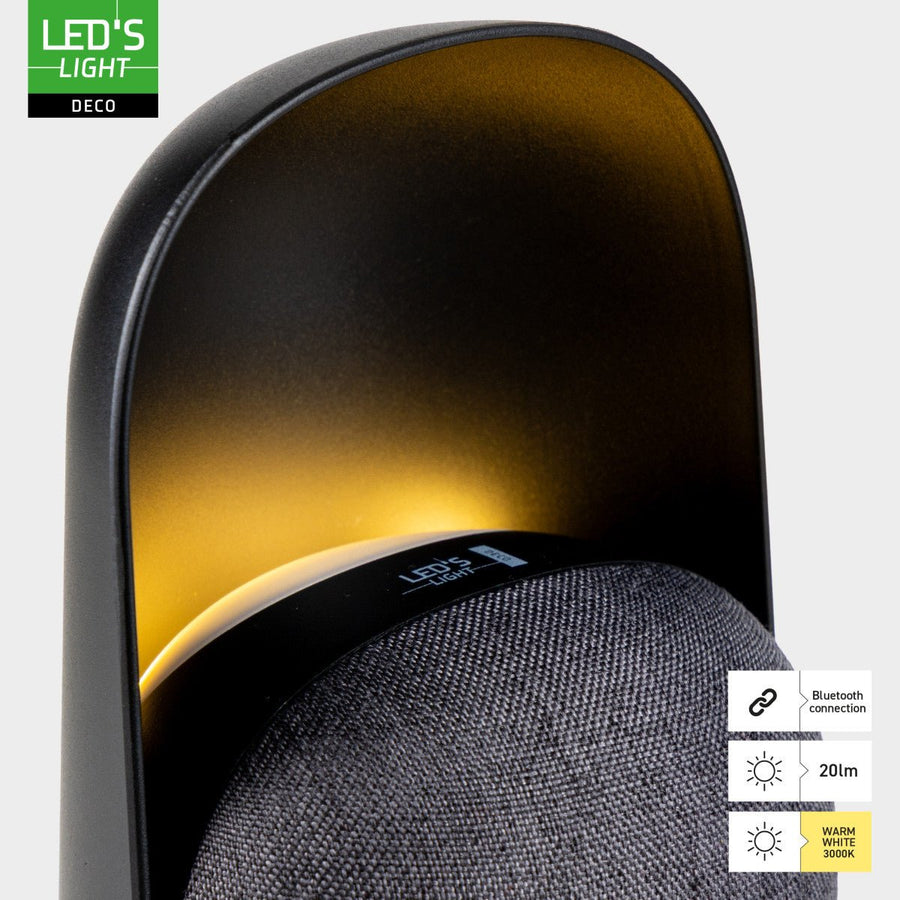 LED-Nachtlicht mit Bluetooth-Lautsprecher – Wiederaufladbar – 1200 mAh – IP20 – Schwarz - LED.de