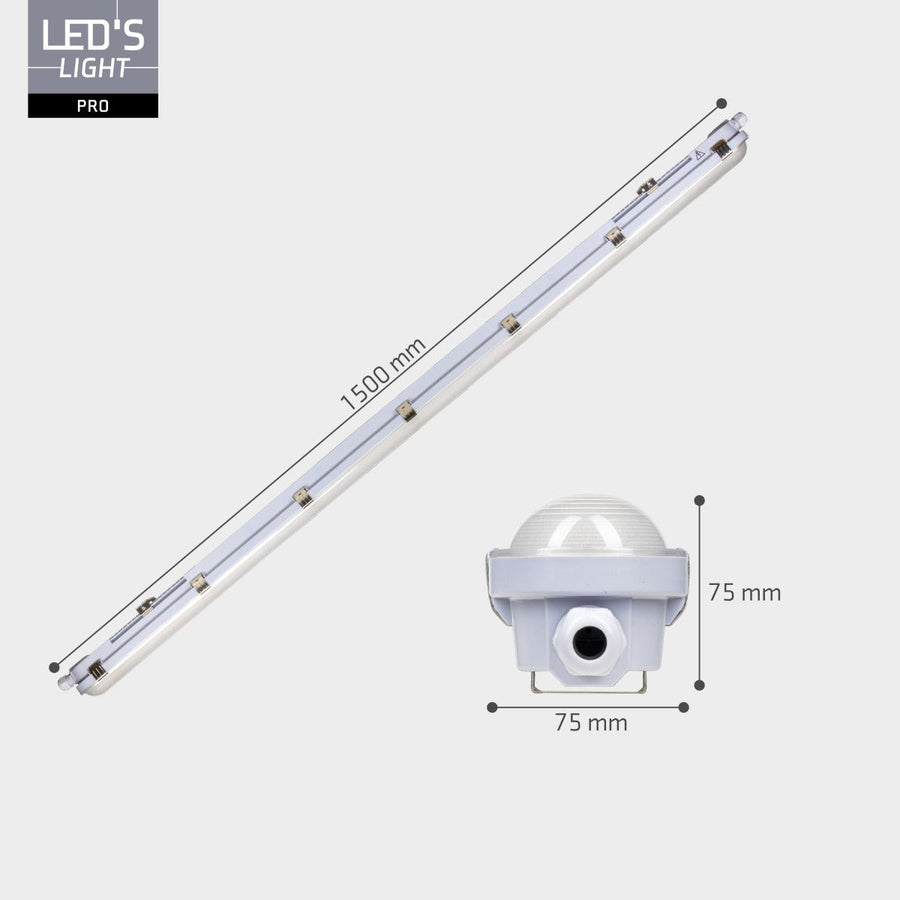 9er-Pack – LED-Leuchte mit LED-Streifen, verbindbar, Farbtemperatur/Leistungsauswahl – 180 lm/W, 39 W, 150 cm, 7020 lm, 3000 K/4000 K/6500 K – Schutzart IP65, IK08 - LED.de
