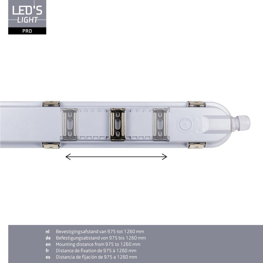 9er-Pack – LED-Leuchte mit LED-Streifen, verbindbar, Farbtemperatur/Leistungsauswahl – 180 lm/W, 39 W, 150 cm, 7020 lm, 3000 K/4000 K/6500 K – Schutzart IP65, IK08 - LED.de
