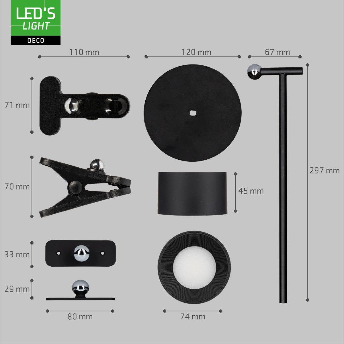 LED's Light 3 - in - 1 Draadloos Oplaadbaar Spotje - Tafellamp, Klemlamp & Wandlamp - Zwart - LED.nl