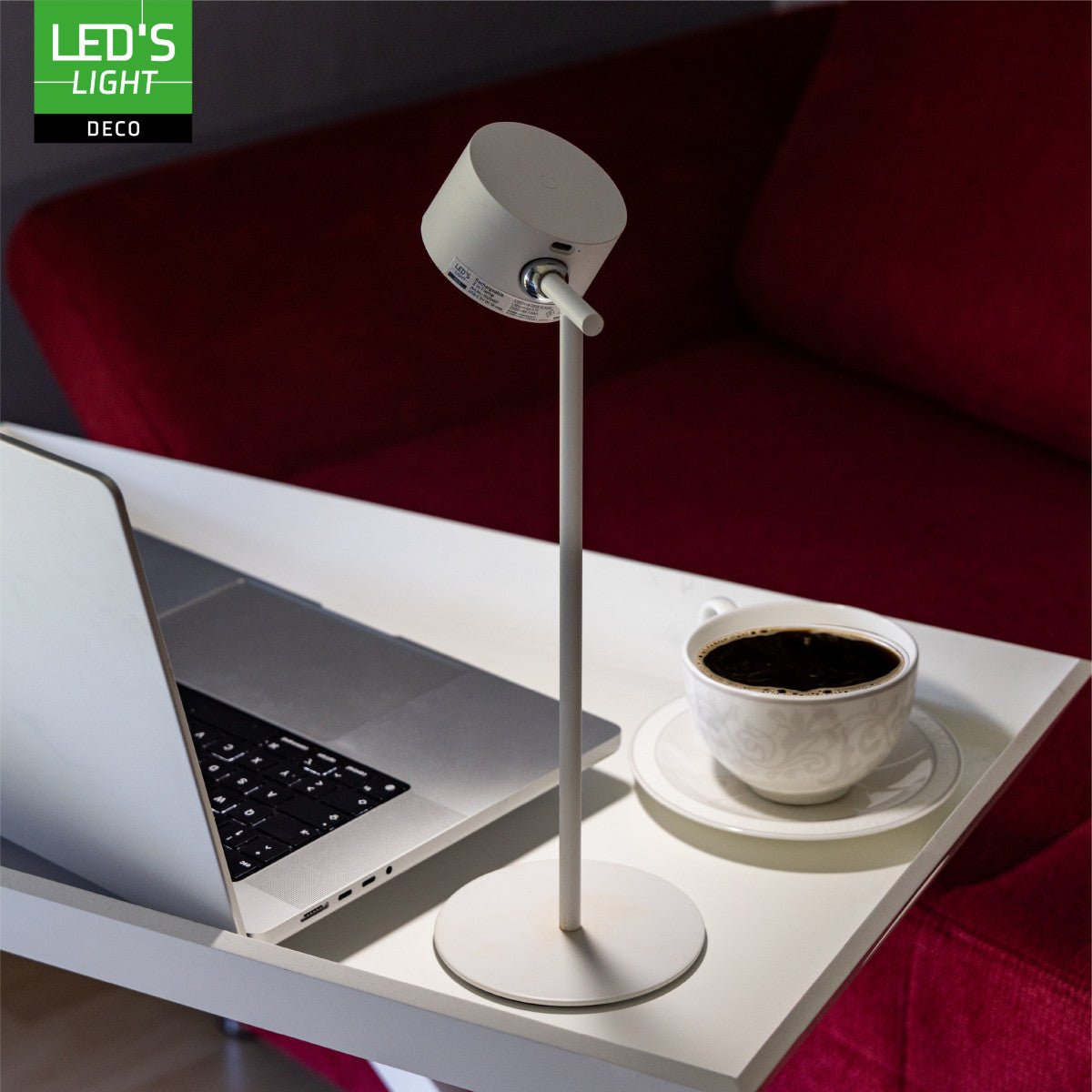 LED's Light 3 - in - 1 draadloze oplaadbare lamp met magnetische muurbeugel, voet en klem - Wit - LED.nl