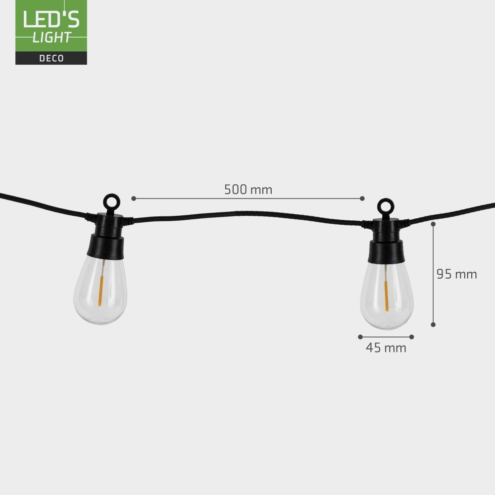 LED's Light Deco Hybride buiten-slingerlicht - 35lm 1800K - IP44 - 6,5 meter lang Buitenlampen LED.nl