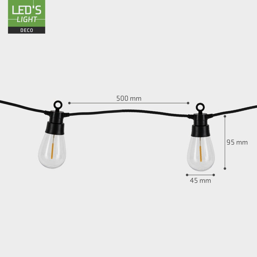 LED's Light Deco Hybride buiten-slingerlicht - 35lm 1800K - IP44 - 6,5 meter lang Buitenlampen LED.nl
