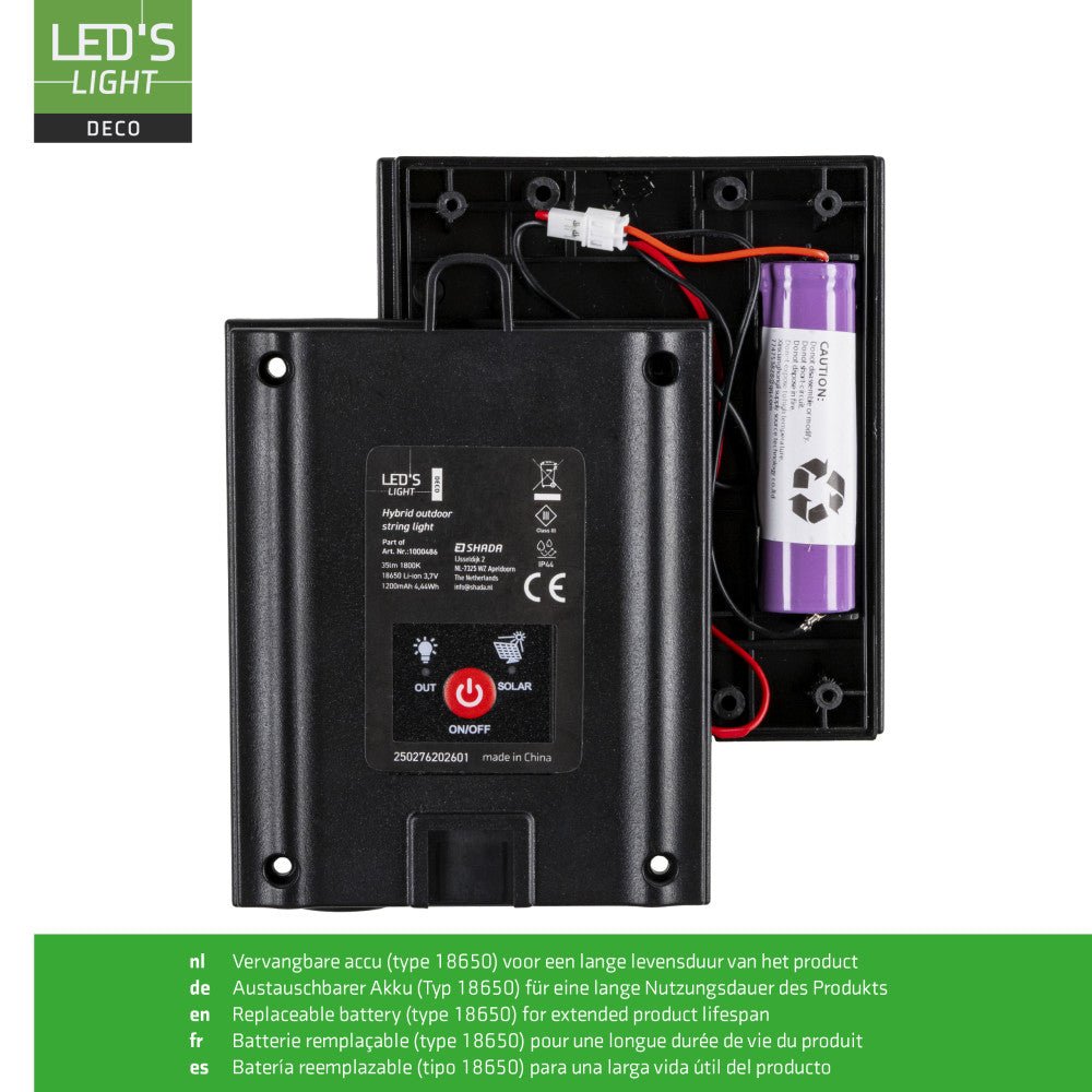 LED's Light Deco Hybride buiten-slingerlicht - 35lm 1800K - IP44 - 6,5 meter lang Buitenlampen LED.nl