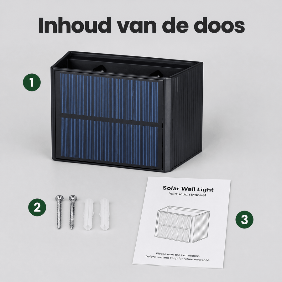 LED's Light draadloze Solar Buitenlamp met sensor - Schijnt beneden en boven - Wandlamp zonne-energie - Zwart Buitenlampen LED.nl