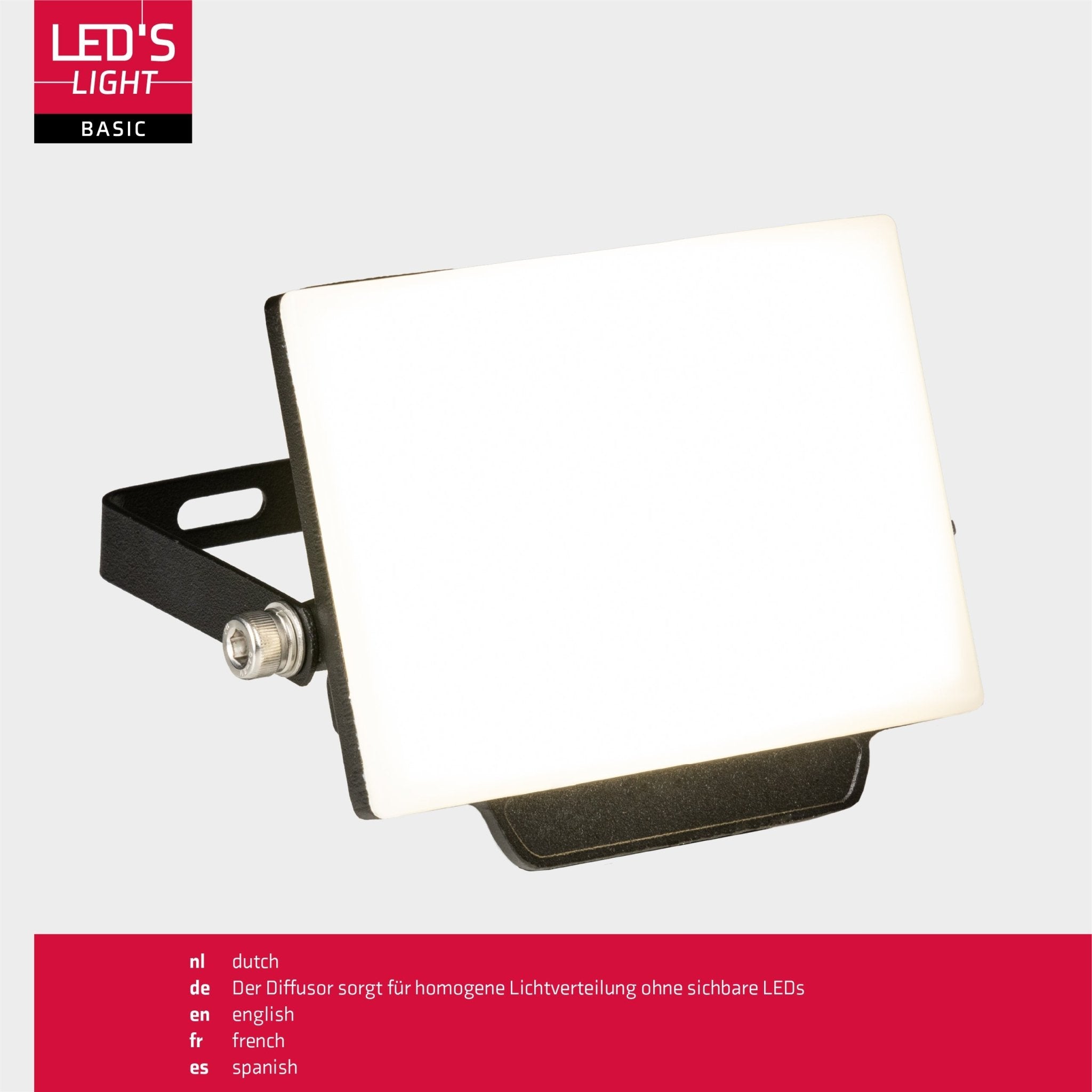 LED's Light Floodlight 900 met beugel - Universeel voor binnen en buiten - 10W - LED.nl