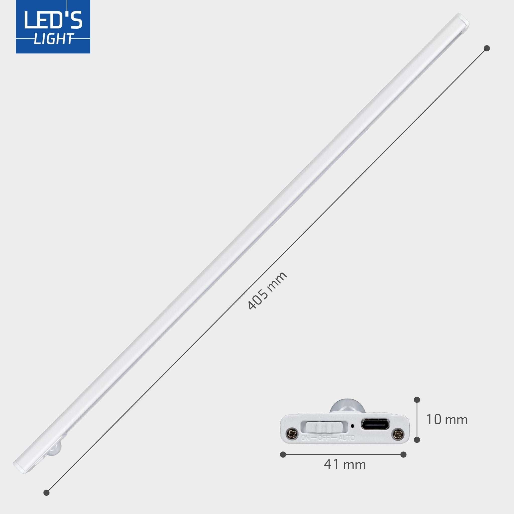 LED's Light Kastverlichting met sensor 40 cm - Oplaadbaar en draadloos - zwaai - en bewegingssensor - wit - LED.nl