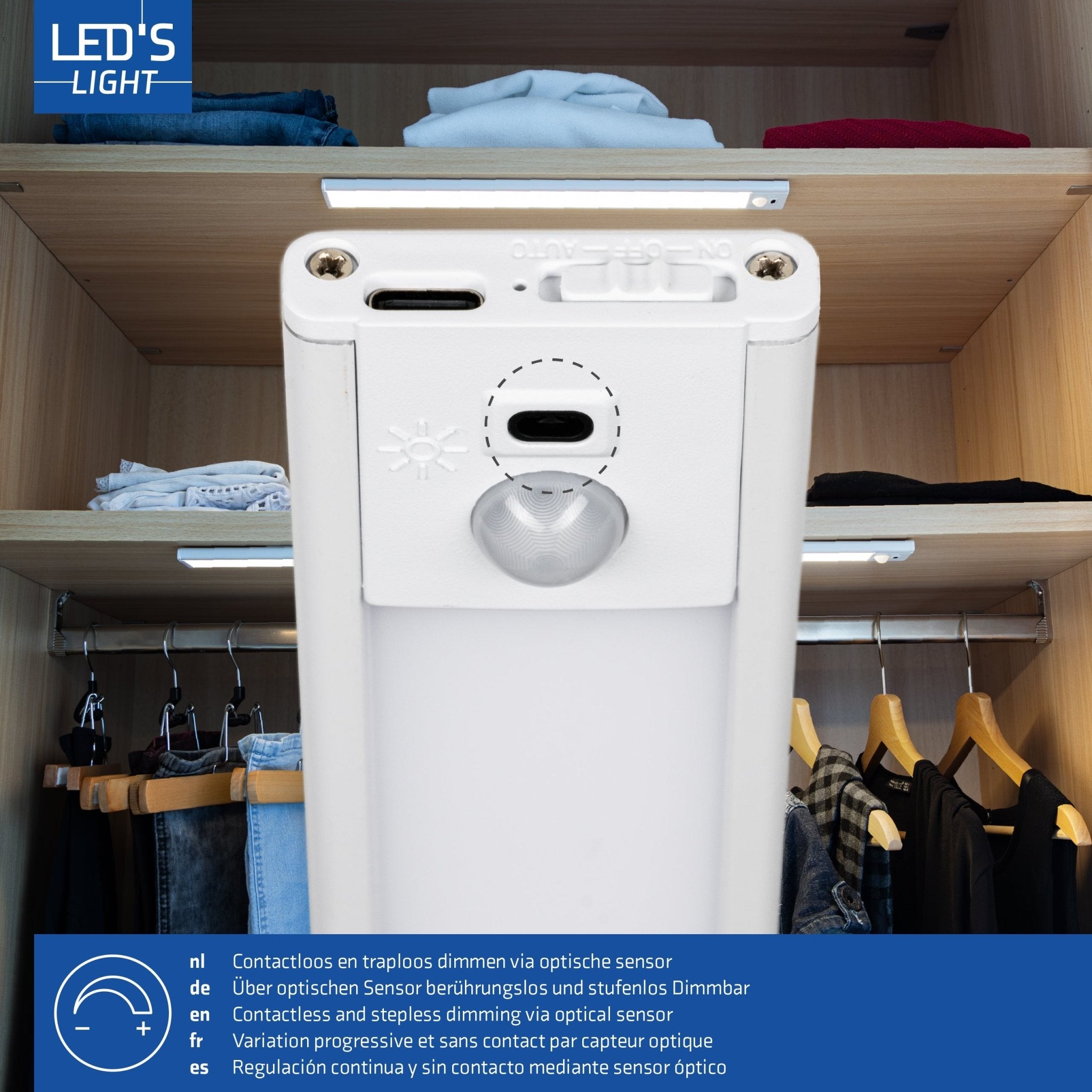 LED's Light Kastverlichting met sensor 40 cm - Oplaadbaar en draadloos - zwaai - en bewegingssensor - wit - LED.nl
