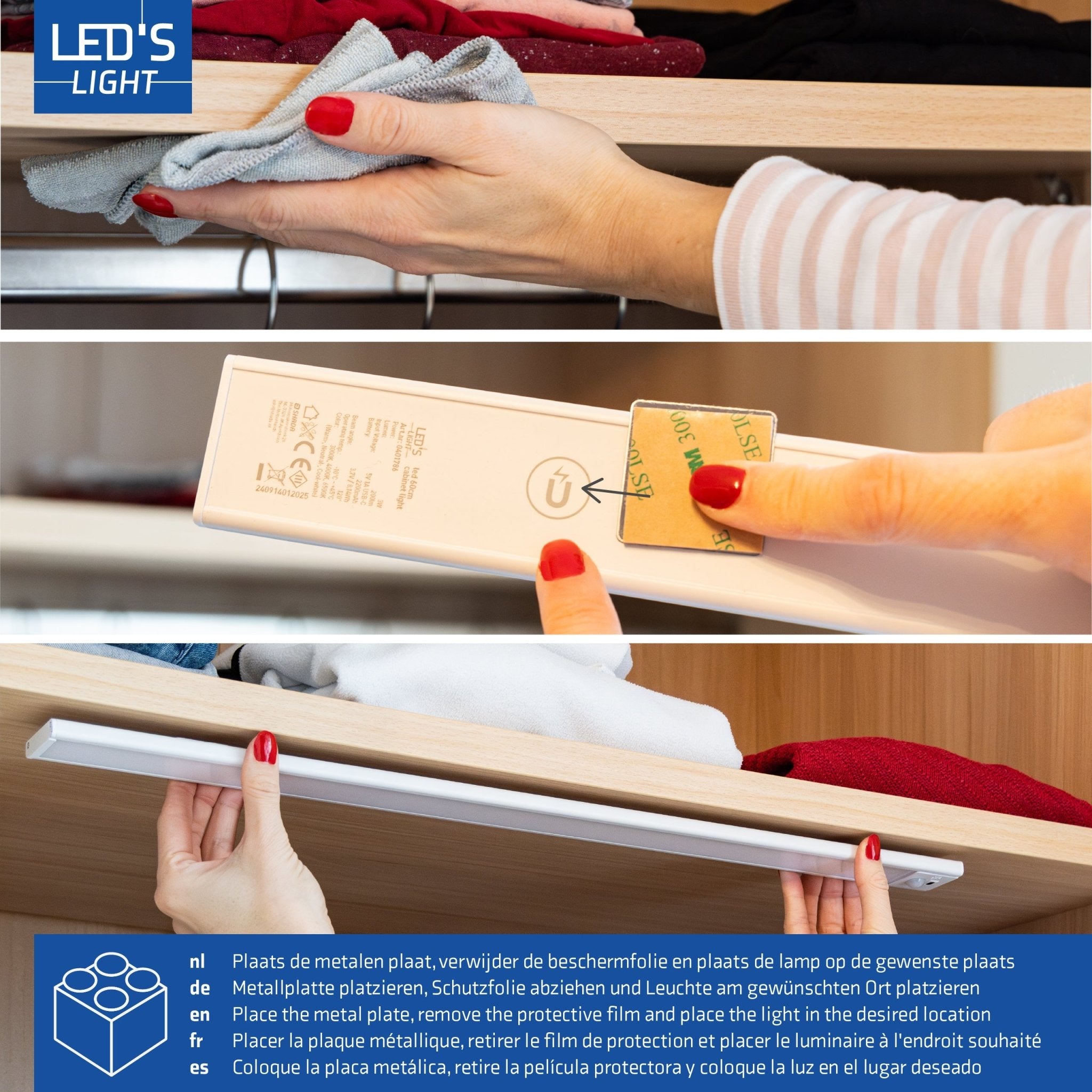 LED's Light Kastverlichting met sensor 40 cm - Oplaadbaar en draadloos - zwaai - en bewegingssensor - wit - LED.nl