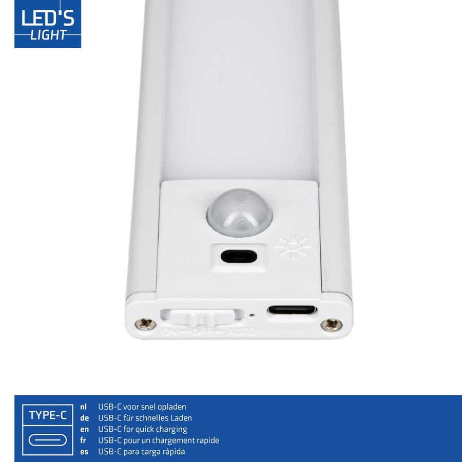 LED's Light Kastverlichting met sensor 60 cm - Oplaadbaar en draadloos - zwaai- en bewegingssensor - wit Kastverlichting LED.nl