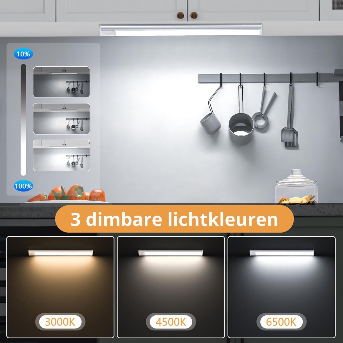 LED's Light Kastverlichting met sensor 80 cm - Oplaadbaar en draadloos - zwaai - en bewegingssensor - wit - LED.nl