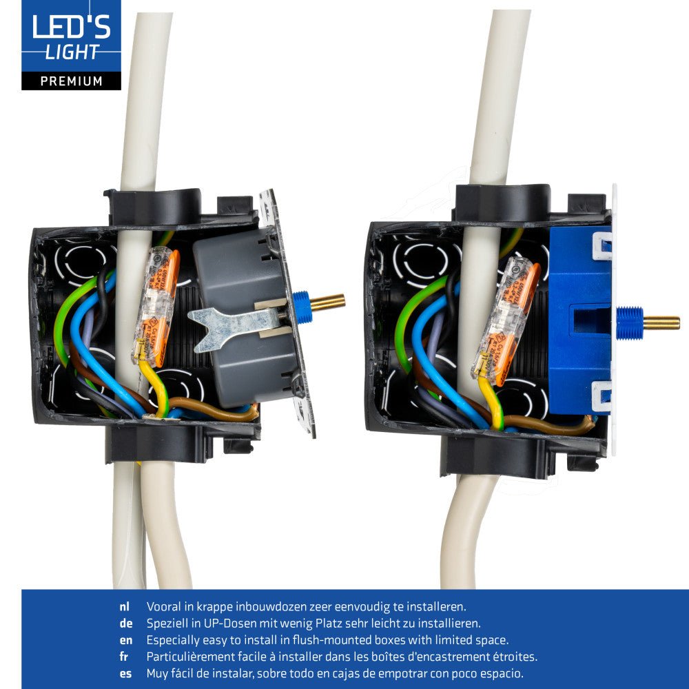 LED's Light Led Dimmer Inbouw – Universele Dimmer Geschikt voor Alle Led Verlichting - 250W - Traploos dimmen - Fase-Afsnijding & Fase-Aansnijding LED.nl